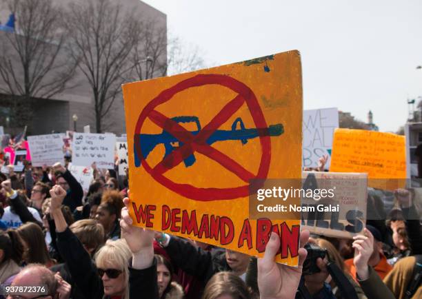 View of protesters during March For Our Lives on March 24, 2018 in Washington, DC.