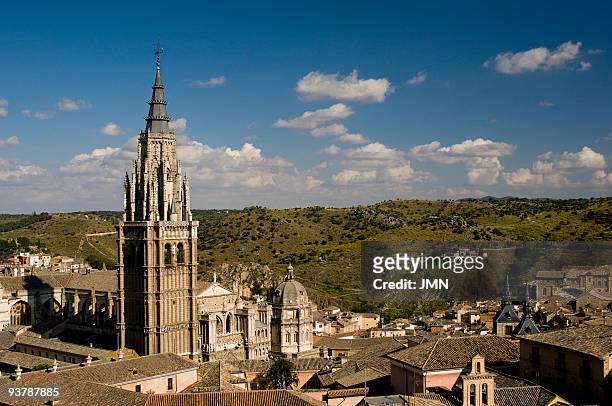 toledo, cathedral tower - toledo cathedral stock pictures, royalty-free photos & images