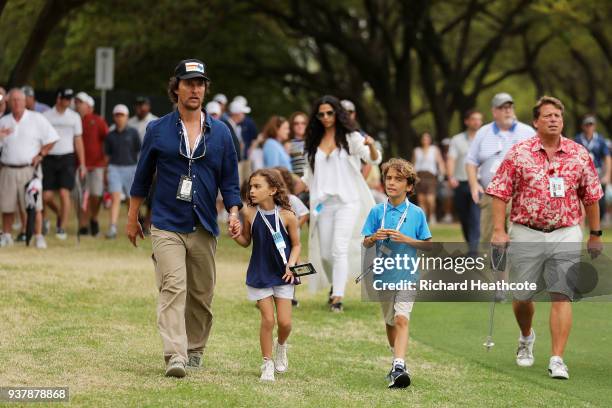 Actors Matthew McConaughey, Camila Alves and their children Levi, Vida and Livingston attend the final round of the World Golf Championships-Dell...