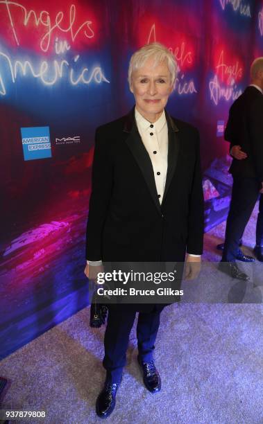 Glenn Close poses at the Opening Night of "Angels In America" on Broadway at The Neil Simon Theatre on March 25, 2018 in New York City.