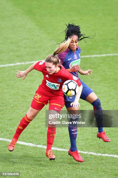 Marie Antoinette Katoto of PSG and Anne Sophie Ginestet of Rodez during the Women's National Cup match between Paris Saint Germain and Rodez on March...