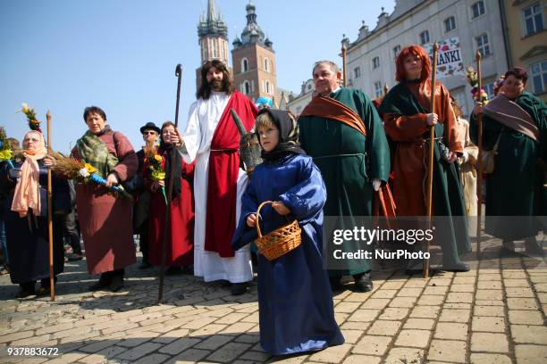 People attend traditional Palm Sunday celebration in Krakow, Poland on 25 March, 2018. During Palm Sunday, which is also called The Sunday of the...