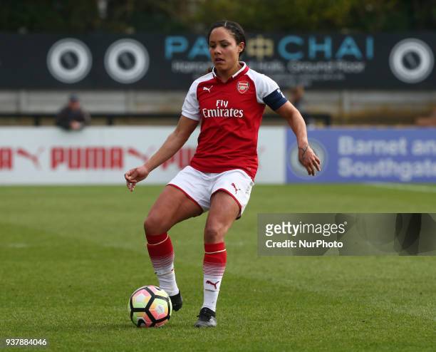 Alex Scott of Arsenal during SSE Women's FA Cup quarter_final match between Arsenal against Charlton Athletic Women at Meadow Park Borehamwood FC on...