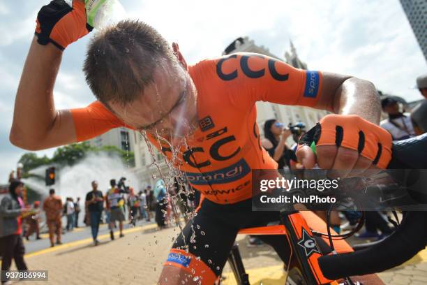 Polish cyclist Lukasz Owsian from CCC Sprandi Polkowice Team finishes on the second place the 2018 Le Tour de Langkawi. On Sunday, March 25 in Kuala...