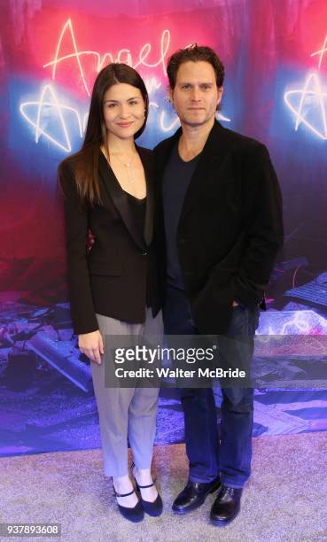 Phillipa Soo and Steven Pasquale attend the Broadway Opening Night Arrivals for "Angels In America" - Part One and Part Two at the Neil Simon Theatre...
