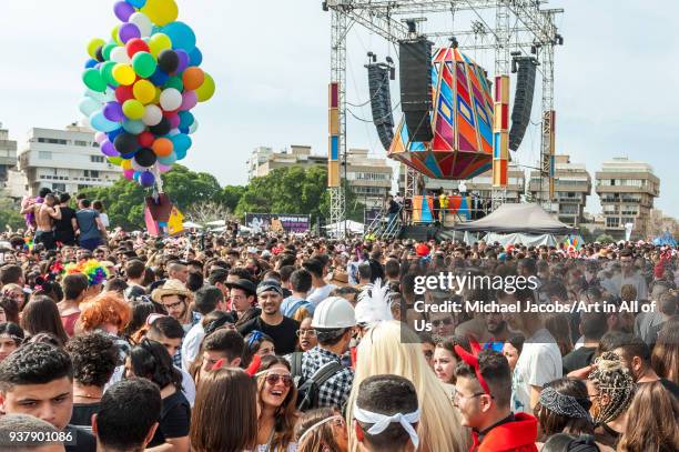 Israel, Tel Aviv-Yafo - 2 March 2018: The annual street party is Tel Aviv"u2019s biggest Purim event. Purim is a Jewish holiday that commemorates the...