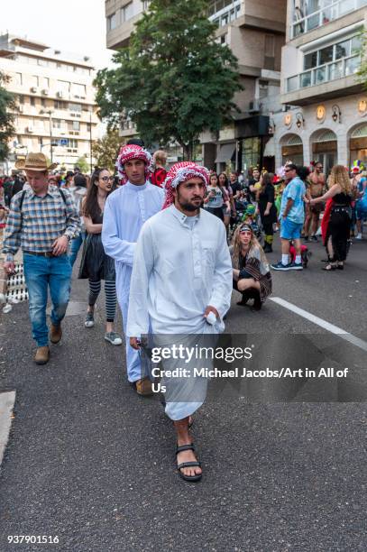 Israel, Tel Aviv-Yafo - 2 March 2018: The annual street party is Tel Aviv"u2019s biggest Purim event. Purim is a Jewish holiday that commemorates the...