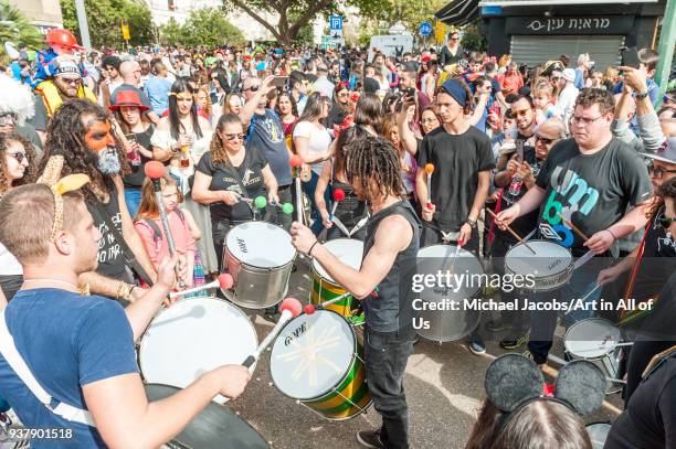 Israel, Tel Aviv-Yafo - 2 March 2018: The annual street party is Tel Aviv"u2019s biggest Purim event. Purim is a Jewish holiday that commemorates the...