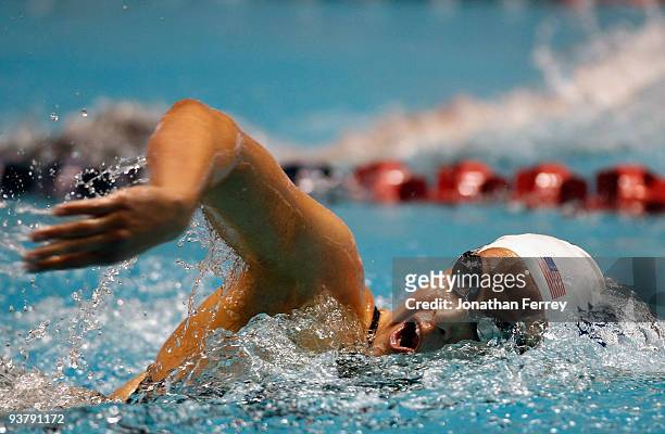 Kathryn Hoff swims in the 500 yard freestyle heat during day one of the AT&T Short Course Nationals at Weyerhaeuser King County Aquatic Center on...