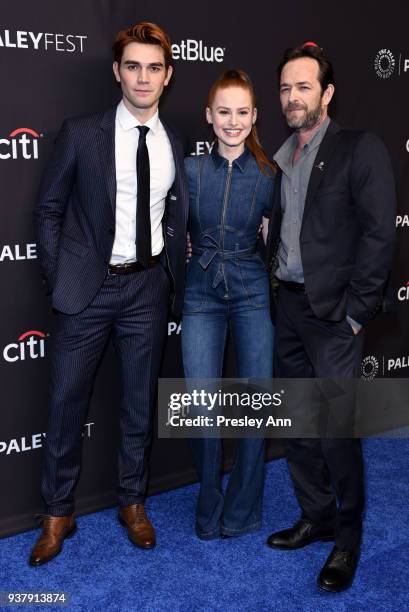 Apa; Madelaine Petsch and Luke Perry attend PaleyFest Los Angeles 2018 "Riverdale" at Dolby Theatre on March 25, 2018 in Hollywood, California.