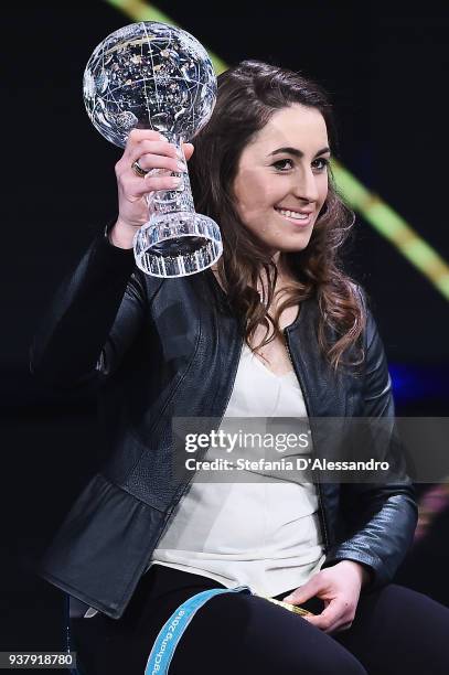 Sofia Goggia attends 'Che Tempo Che Fa' Tv Show on March 25, 2018 in Milan, Italy.