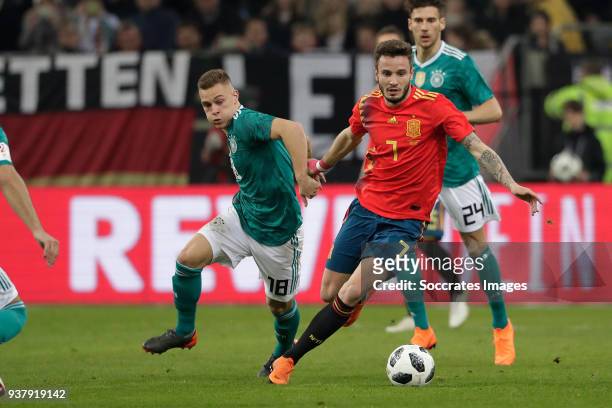Joshua Kimmich of Germany, Saul Niguez of Spain during the International Friendly match between Germany v Spain at the Esprit Arena on March 23, 2018...
