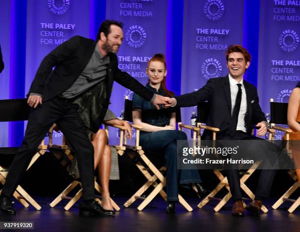 Luke Perry, adelaine Petsch, KJ Apa attend The Paley Center For Media's 35th Annual PaleyFest Los Angeles - "Riverdale" at Dolby Theatre on March 25,...