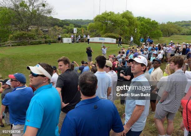 Fans watch action on the sixth hole during the championship match at the World Golf Championships-Dell Technologies Match Play at Austin Country Club...