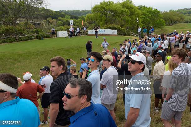 Fans watch action on the sixth hole during the championship match at the World Golf Championships-Dell Technologies Match Play at Austin Country Club...