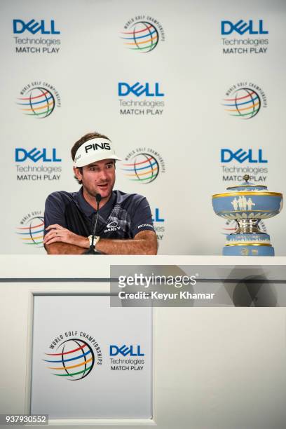 Bubba Watson smiles during a press conference following his 7&6 victory in the championship match at the World Golf Championships-Dell Technologies...