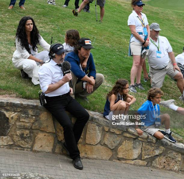 Actors Matthew McConaughey, Camila Alves and their children Levi, Vida and Livingston attend the championship match at the World Golf...