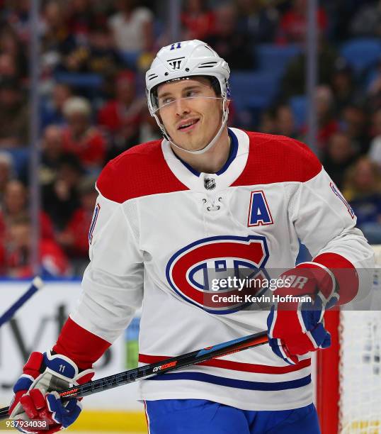 Brendan Gallagher of the Montreal Canadiens during the game against the Buffalo Sabres at KeyBank Center on March 23, 2018 in Buffalo, New York....