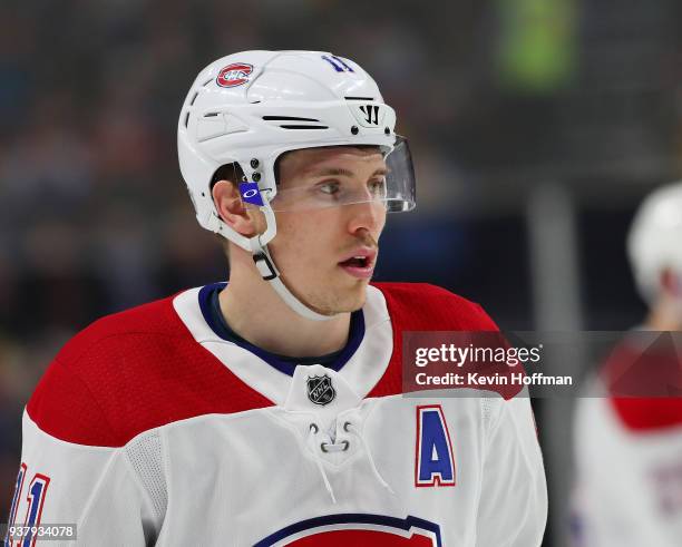 Brendan Gallagher of the Montreal Canadiens during the game against the Buffalo Sabres at KeyBank Center on March 23, 2018 in Buffalo, New York....