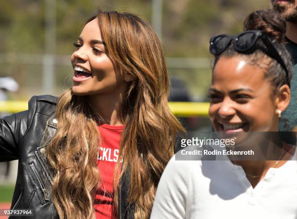 Christina Milian and Leslie Grace at Viva Con Agua's 1st annual Waterweek LA celebrity soccer match at Glendale Sports Complex on March 25, 2018 in...