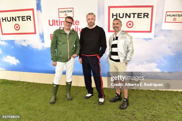 Mark Tritton, Alasdhair Willis and Rick Gomez attend the Hunter For Target Ultimate Family Festival at Brookside Golf Club on March 25, 2018 in...