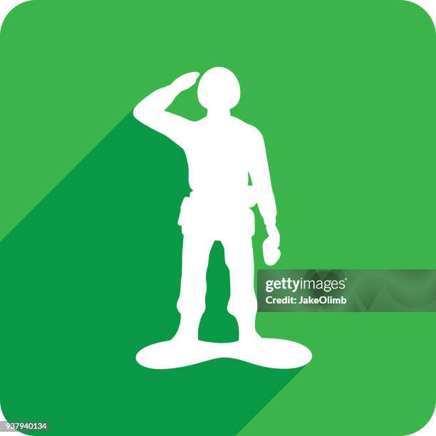 army man icon silhouette 1 - army helmet stock illustrations