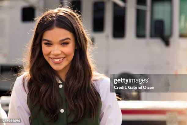 Hailee Steinfeld arrives for the Hunter for Target Ultimate Family Festival at Rose Bowl on March 25, 2018 in Pasadena, California.