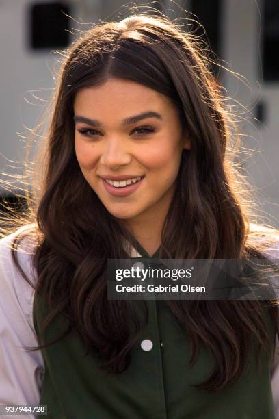 Hailee Steinfeld arrives for the Hunter for Target Ultimate Family Festival at Rose Bowl on March 25, 2018 in Pasadena, California.