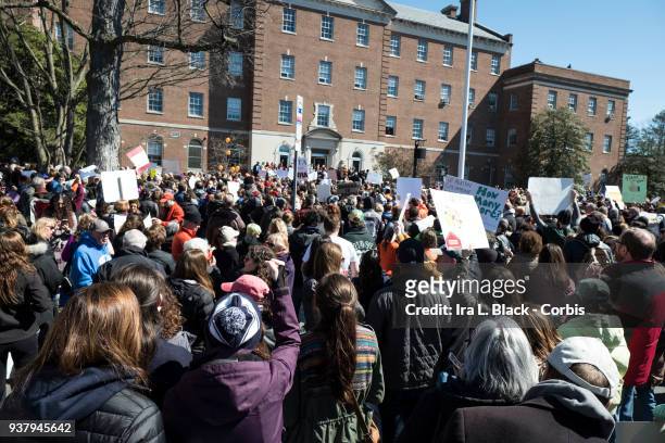 Thousands of demonstators outside the Morristown Town Hall during the March For Our Lives in Morristown, New Jersey, U.S. On Saturday, March 24,...
