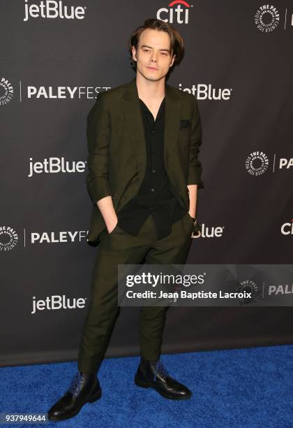 Charlie Heaton attends The Paley Center for Media's 35th Annual PaleyFest Los Angeles - 'Stranger Things' at Dolby Theatre on March 25, 2018 in...