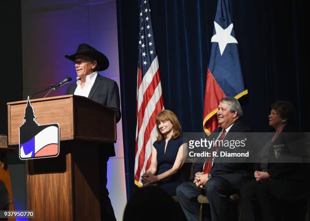 George Strait, Mary Jane Nalley Gruene Hall, Doug Miller 52nd. Texas Legislative Confrence Chair and Robin Jeffers Chamber of Commerce Chair attend...