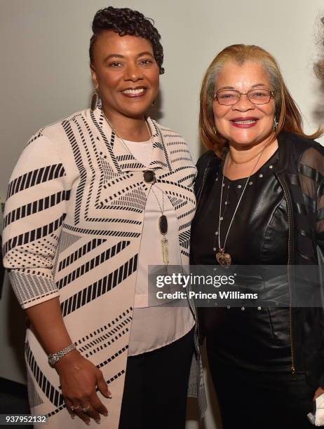 Bernice King and Alveda King attend "UNSOLVED HISTORY: Life of a King" Atlanta Screening at Martin Luther King Jr. National Historic Site on March...