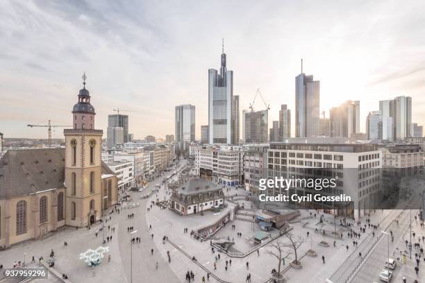 aerial view of frankfurt hauptwache and skyline - german culture stock pictures, royalty-free photos & images