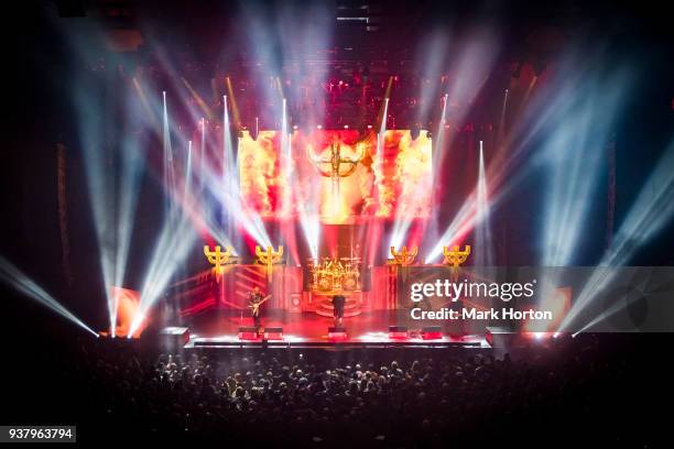 Judas Priest performs at The Arena at TD Place on March 25, 2018 in Ottawa, Canada.