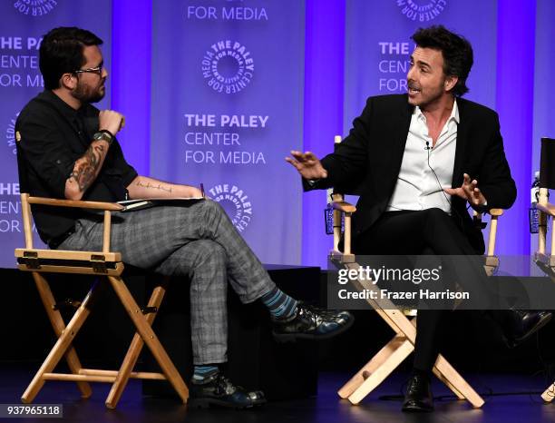 Will Wheaton and Shawn Levy speak onstage at The Paley Center For Media's 35th Annual PaleyFest Los Angeles - "Stranger Things" at Dolby Theatre on...