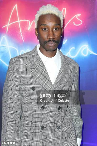 Nathan Stewart-Jarrett attends Broadway opening night of "Angels in America" after party at Espace on March 25, 2018 in New York City.