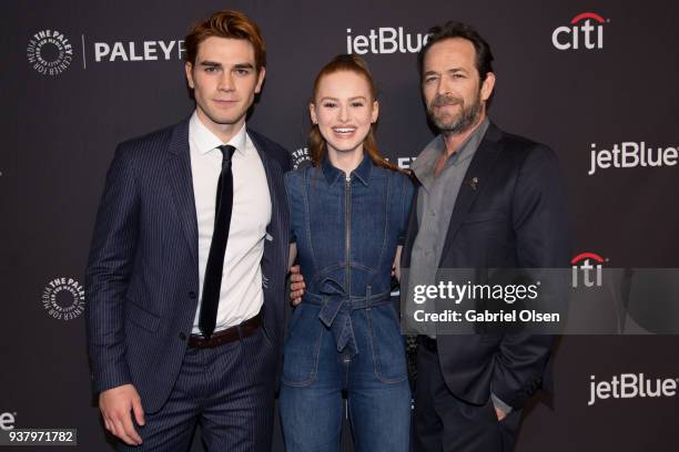 Apa, Madelaine Petsch and Luke Perry arrive for the 2018 PaleyFest Los Angeles - CW's "Riverdale" at Dolby Theatre on March 25, 2018 in Hollywood,...