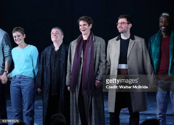 Denise Gough, Nathan Lane, Andrew Garfield, James McArdle, Nathan Stewart-Jarrett during the 'Angels in America' Broadway Opening Night Curtain Call...