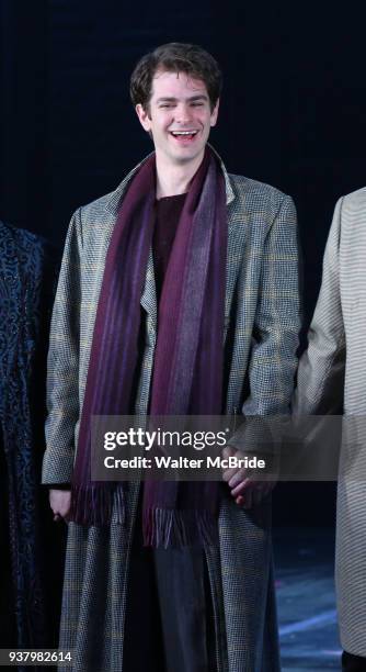 Andrew Garfield during the 'Angels in America' Broadway Opening Night Curtain Call Bows at the Neil Simon Theatre on March 25, 2018 in New York City.