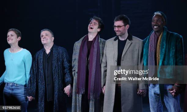 Denise Gough, Nathan Lane, Andrew Garfield, James McArdle, Nathan Stewart-Jarrett during the 'Angels in America' Broadway Opening Night Curtain Call...