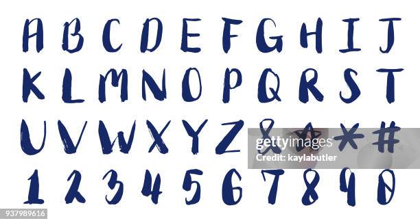 brush lettering - alphabets, numbers and symbols - letter i stock illustrations