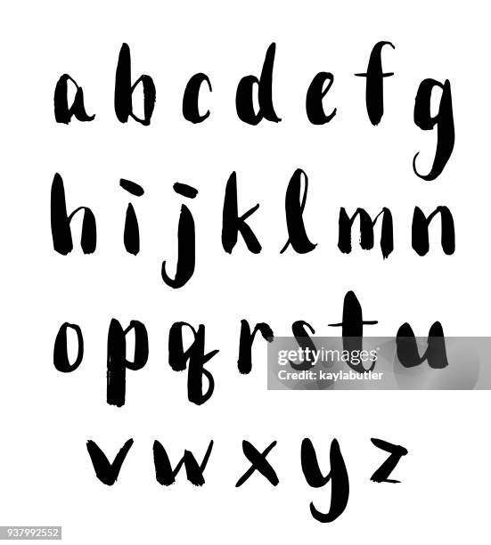 ilustrações de stock, clip art, desenhos animados e ícones de brush lettering - alphabets - caligrafia