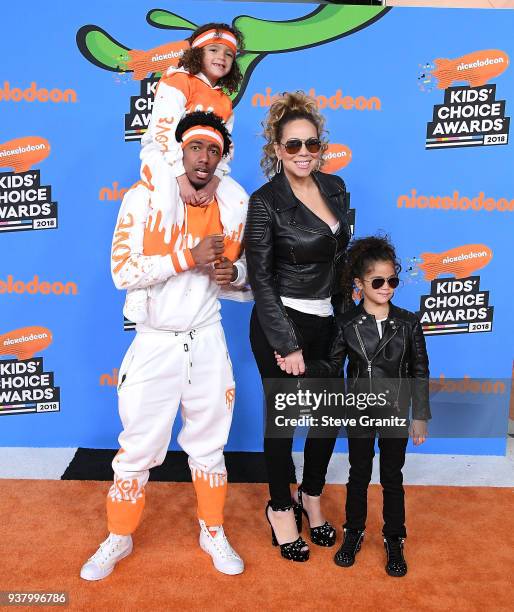 Nick Cannon and Mariah Carey with Moroccan Cannon and Monroe Cannon arrives at the Nickelodeon's 2018 Kids' Choice Awards at The Forum on March 24,...