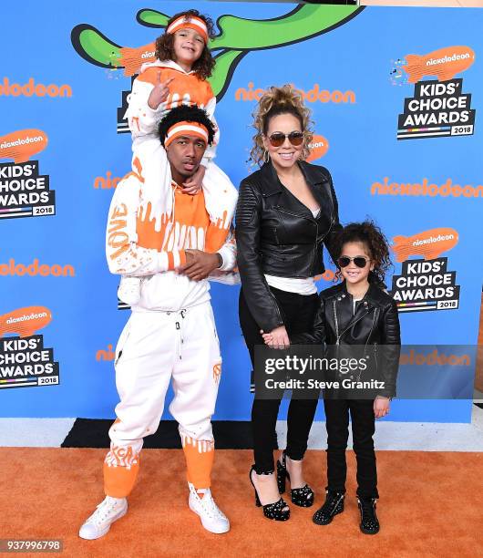 Nick Cannon and Mariah Carey with Moroccan Cannon and Monroe Cannon arrives at the Nickelodeon's 2018 Kids' Choice Awards at The Forum on March 24,...