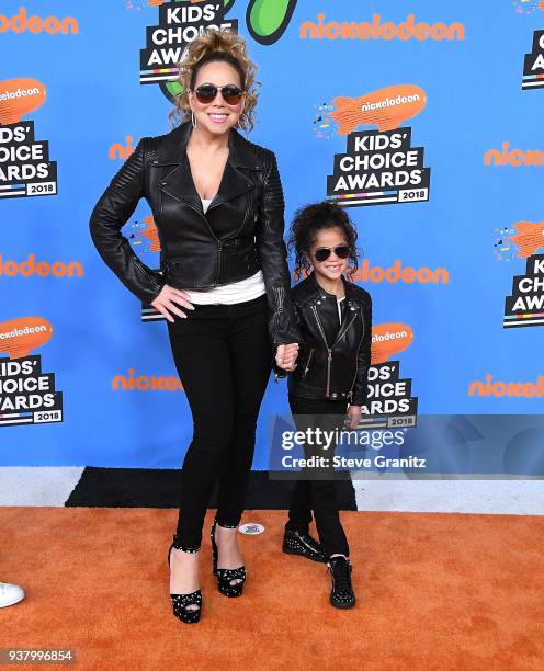 Mariah Carey, Monroe Cannon arrives at the Nickelodeon's 2018 Kids' Choice Awards at The Forum on March 24, 2018 in Inglewood, California.