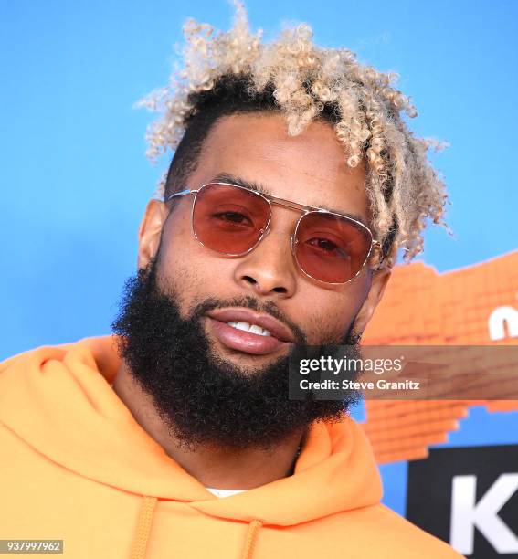 Odell Beckham Jr, arrives at the Nickelodeon's 2018 Kids' Choice Awards at The Forum on March 24, 2018 in Inglewood, California.