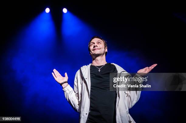 Tom Meighan of Kasabian performs live on stage at Royal Albert Hall on March 24, 2018 in London, England.