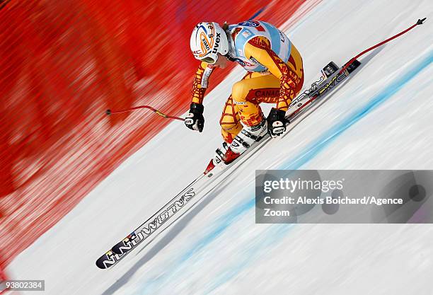 Georgia Simmerling of Canada participates in the Audi FIS Alpine Ski World Cup Women's Downhill training on December 3, 2009 in Lake Louise, Alberta,...