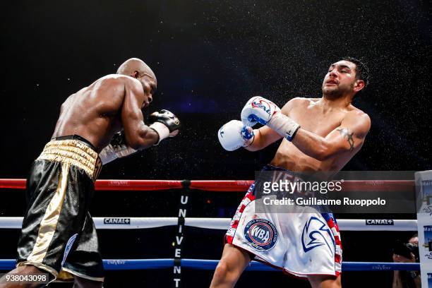 Michel Soro against John Vera before Arsen Goulamirian and Ryad Merhy fight for the WBA Cruiserweight title on March 24, 2018 in Marseille, France.
