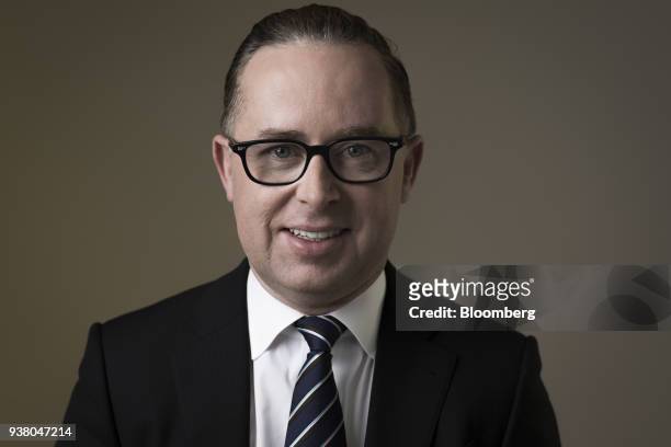 Alan Joyce, chief executive officer of Qantas Airways Ltd., poses for a photograph following a Bloomberg Television interview in London, U.K., on...
